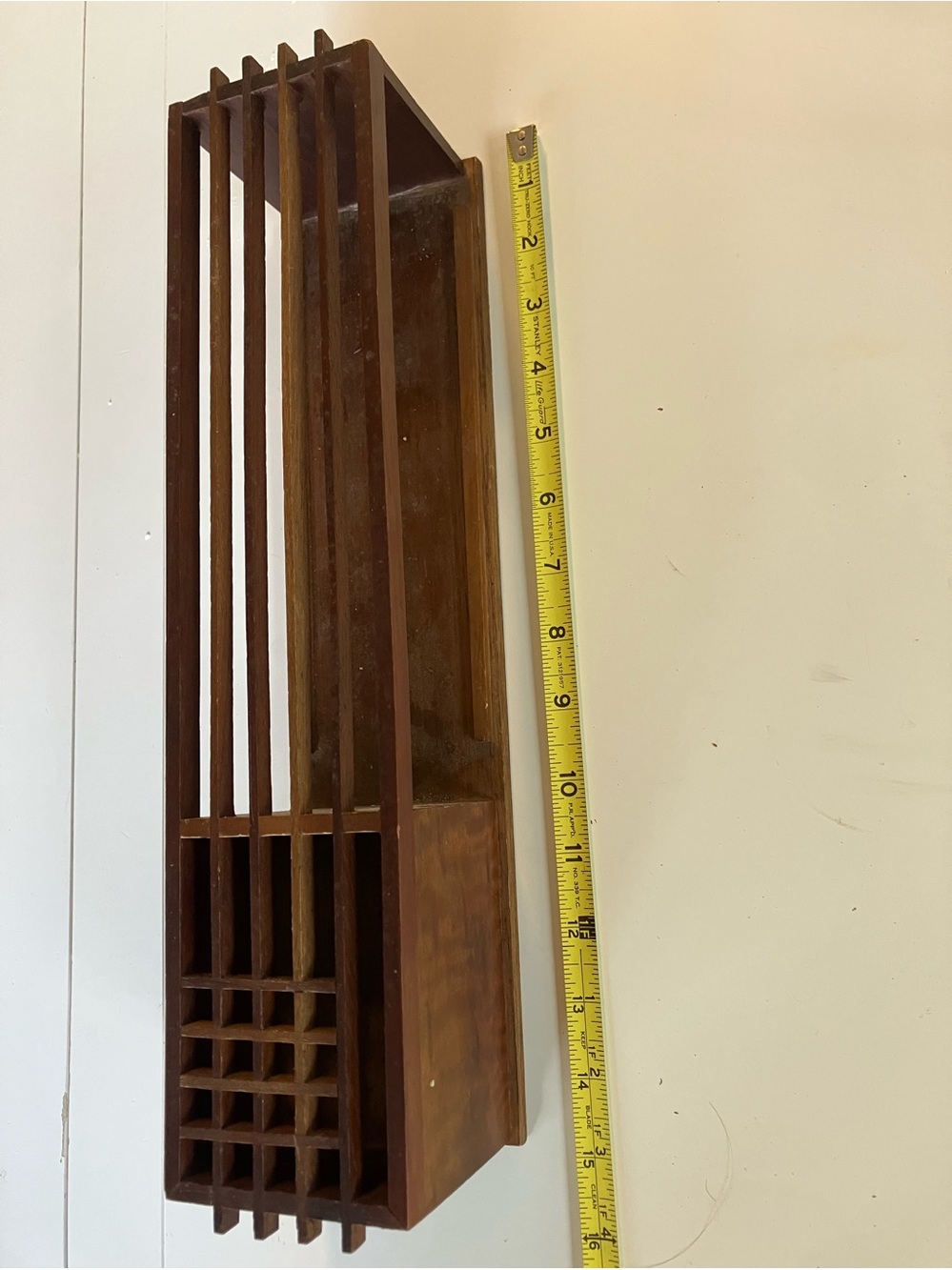 Wood Slat desk Organizer in Brown vintage made in USA.